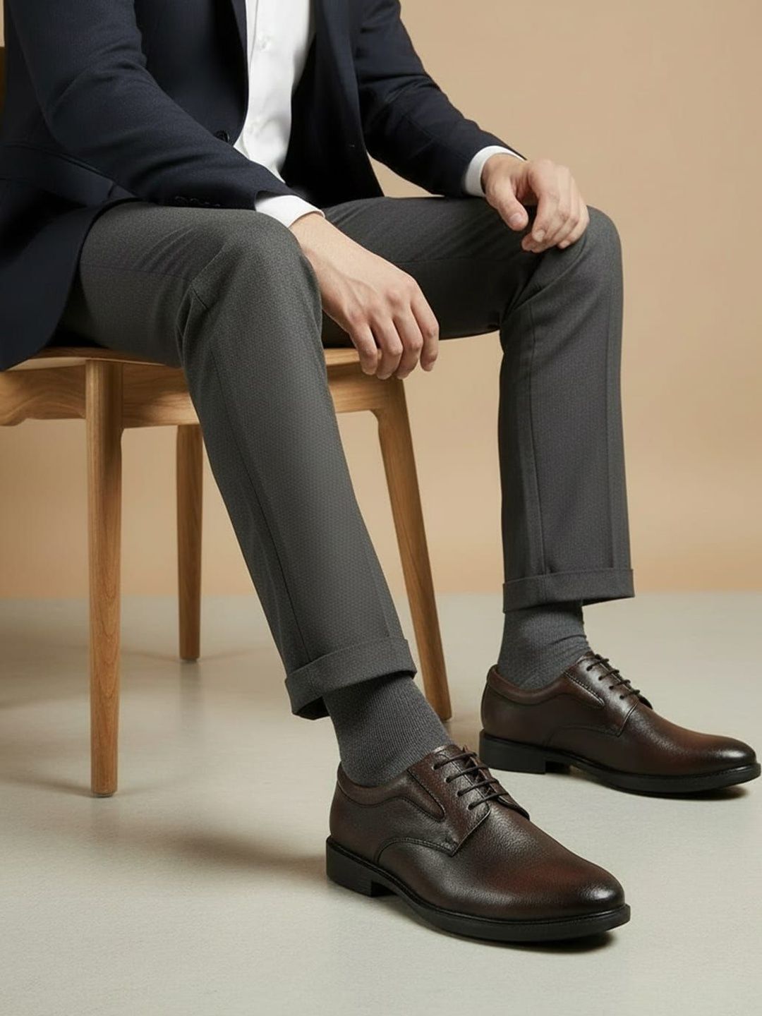 House of Pataudi Men Round Toe Lace-Ups Formal Oxfords-picture-38