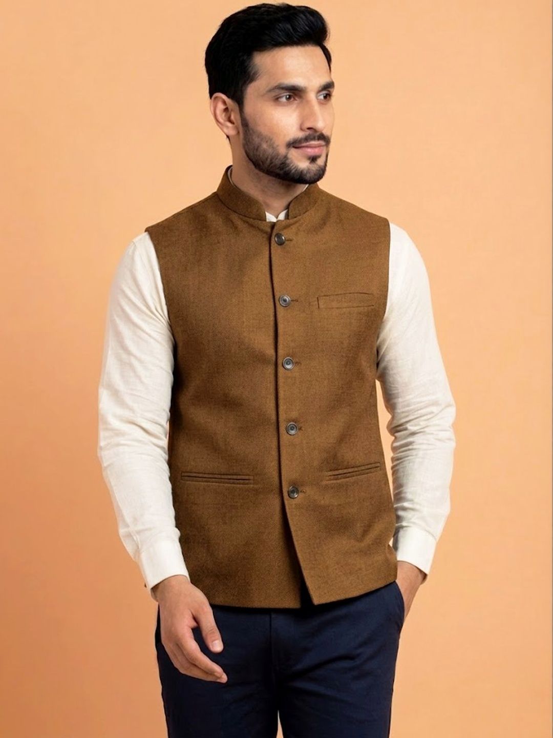 TREEMODA Cotton Blend Woven Nehru Jackets-picture-24
