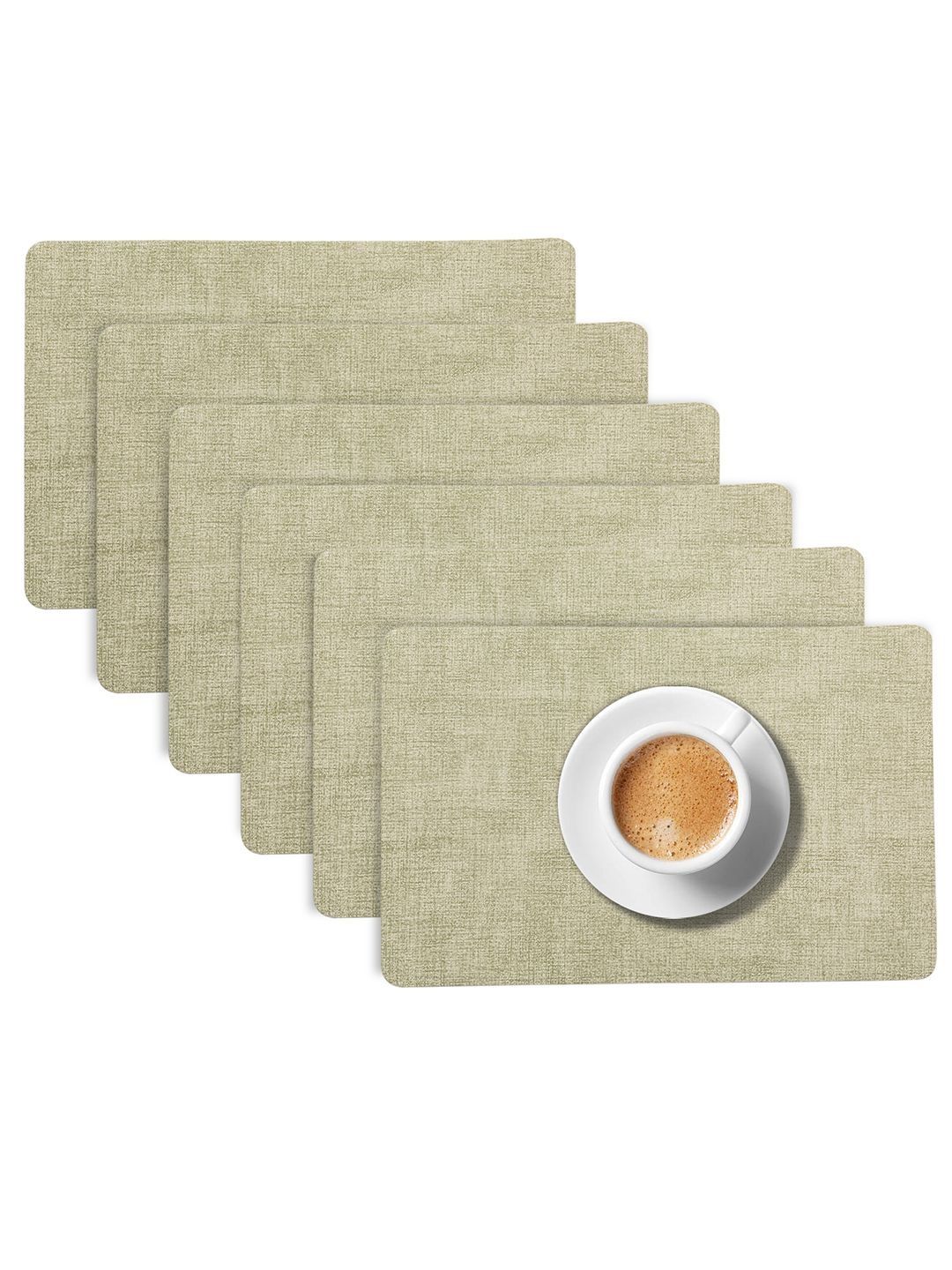 HOKIPO Modern Weaves 6Pcs Pristine Green Patterned Heat-Resistant Table Placemats-image-9