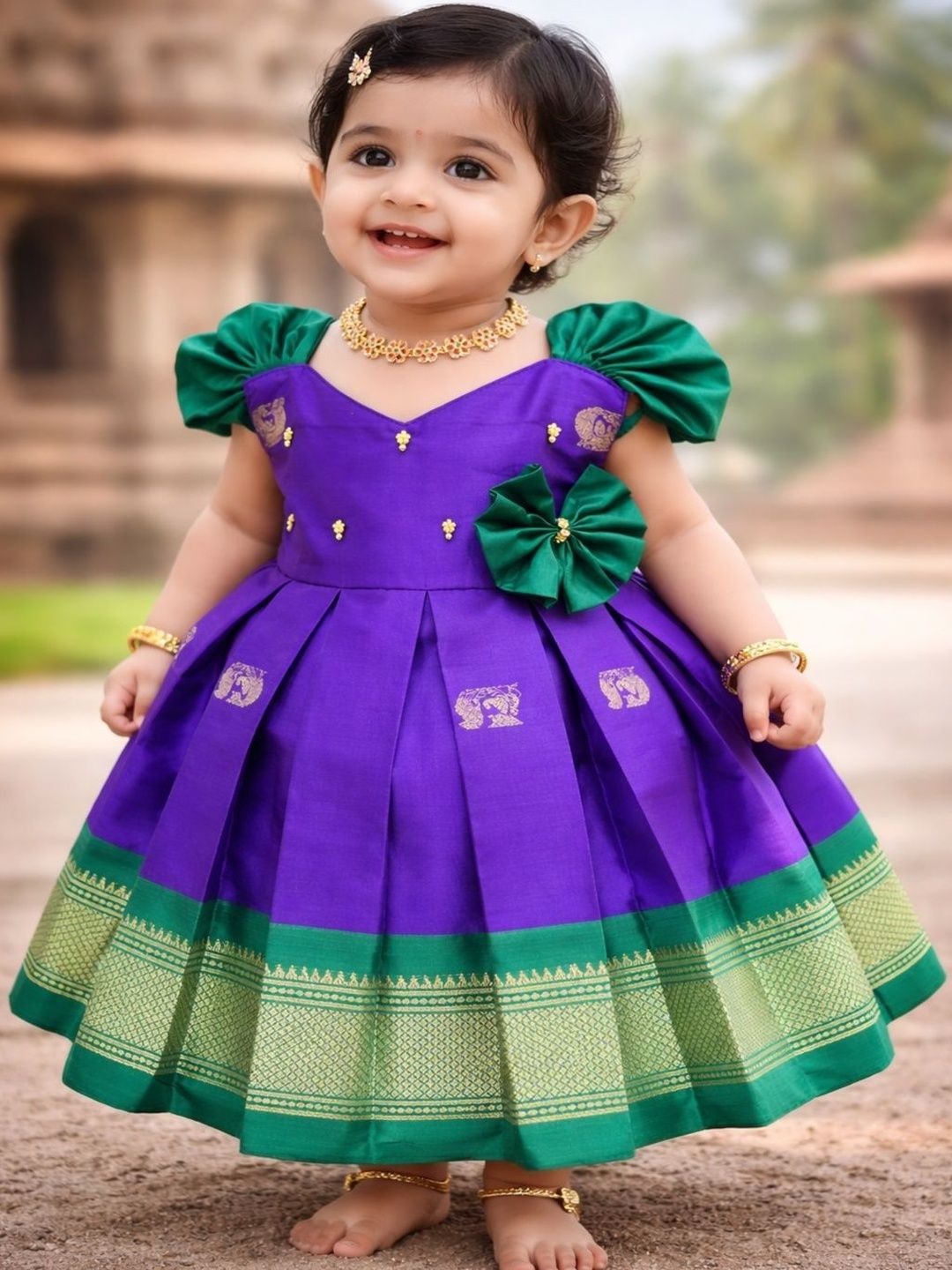 Babypattu Embroidered V-Neck Fit and Flare Ethnic Dresses-picture-46