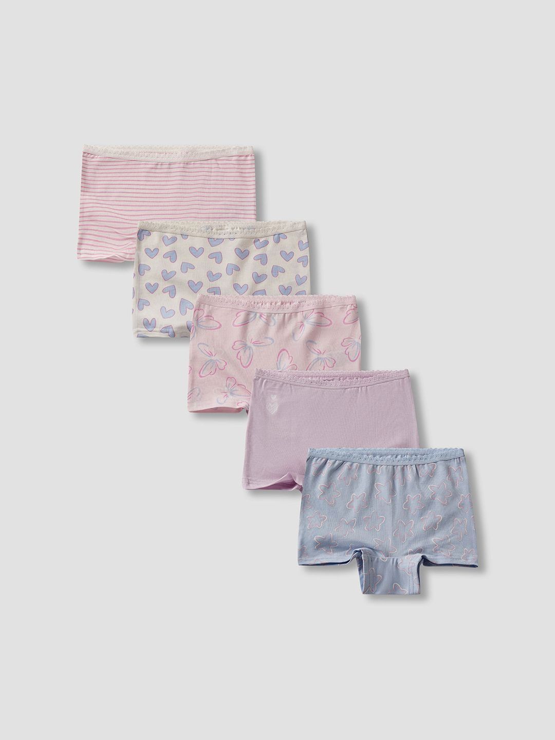 Juniors by Babyshop Girls Pack of 5 Printed Assorted Cotton Boy Shorts-picture-52