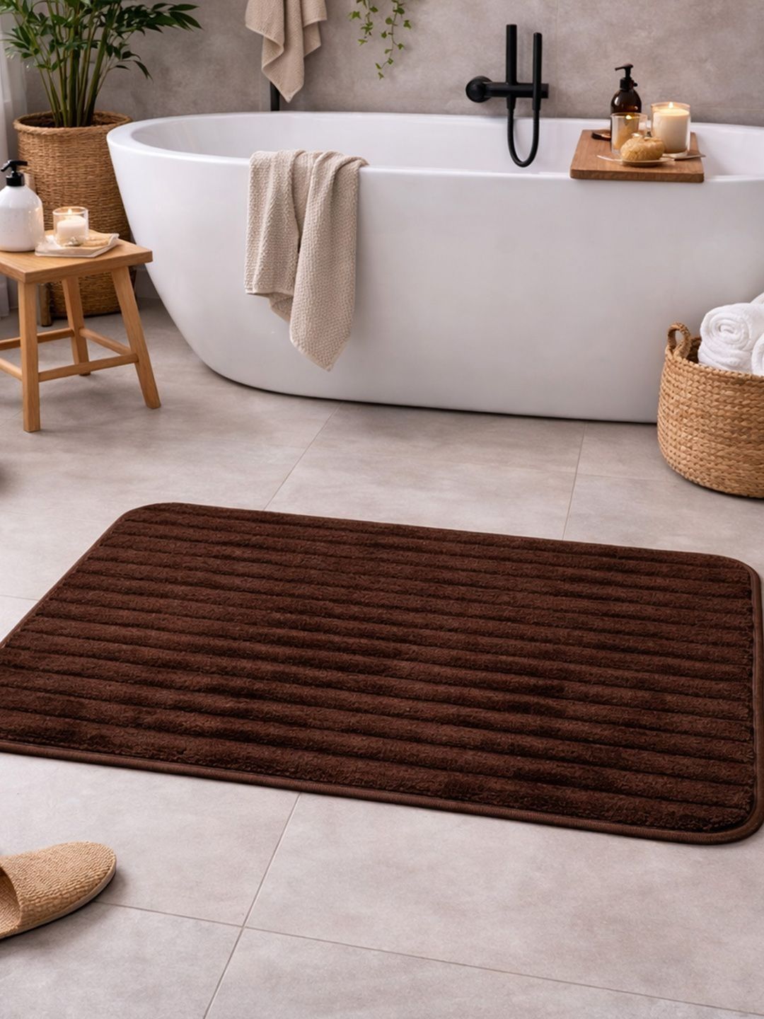 Datch Brown Rectangular Anti-Skid Bath Rugs-image-23
