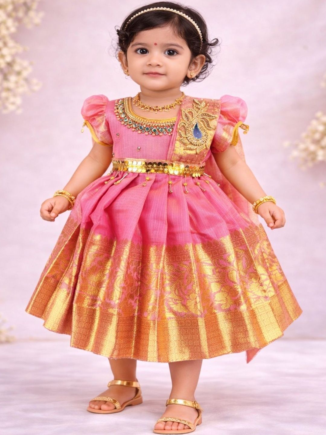 Babypattu Embroidered Round Neck Fit and Flare Ethnic Dresses-picture-33