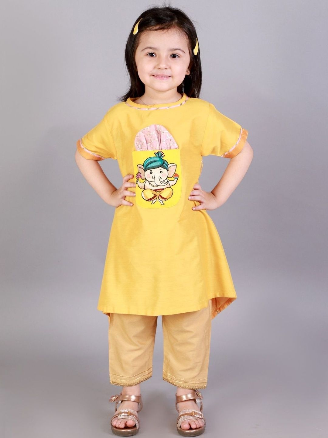 The Little Tales Girls Embroidered Regular Kurta with Dhoti Pants-image-48