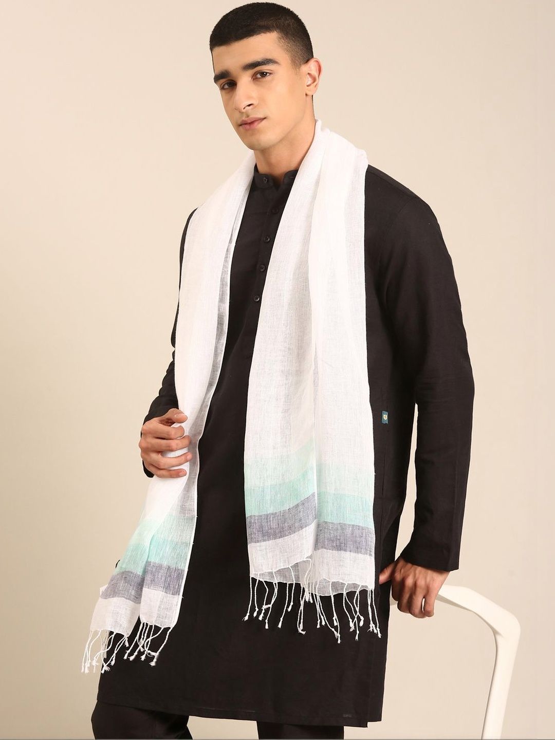Linen Club Unisex Striped Stole-image-30