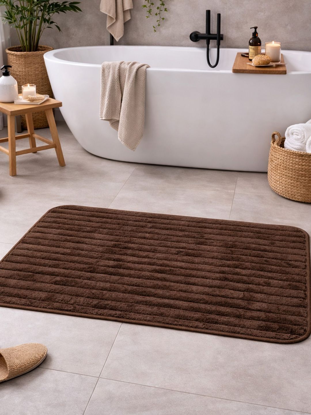 Datch Brown Rectangular Anti-Skid Bath Rugs-image-22