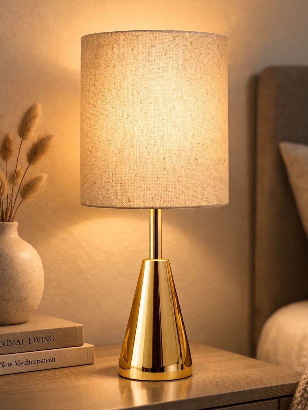 Glowhere Beige Metal Industrial Cylindrical Shaped Table Lamp-picture-13