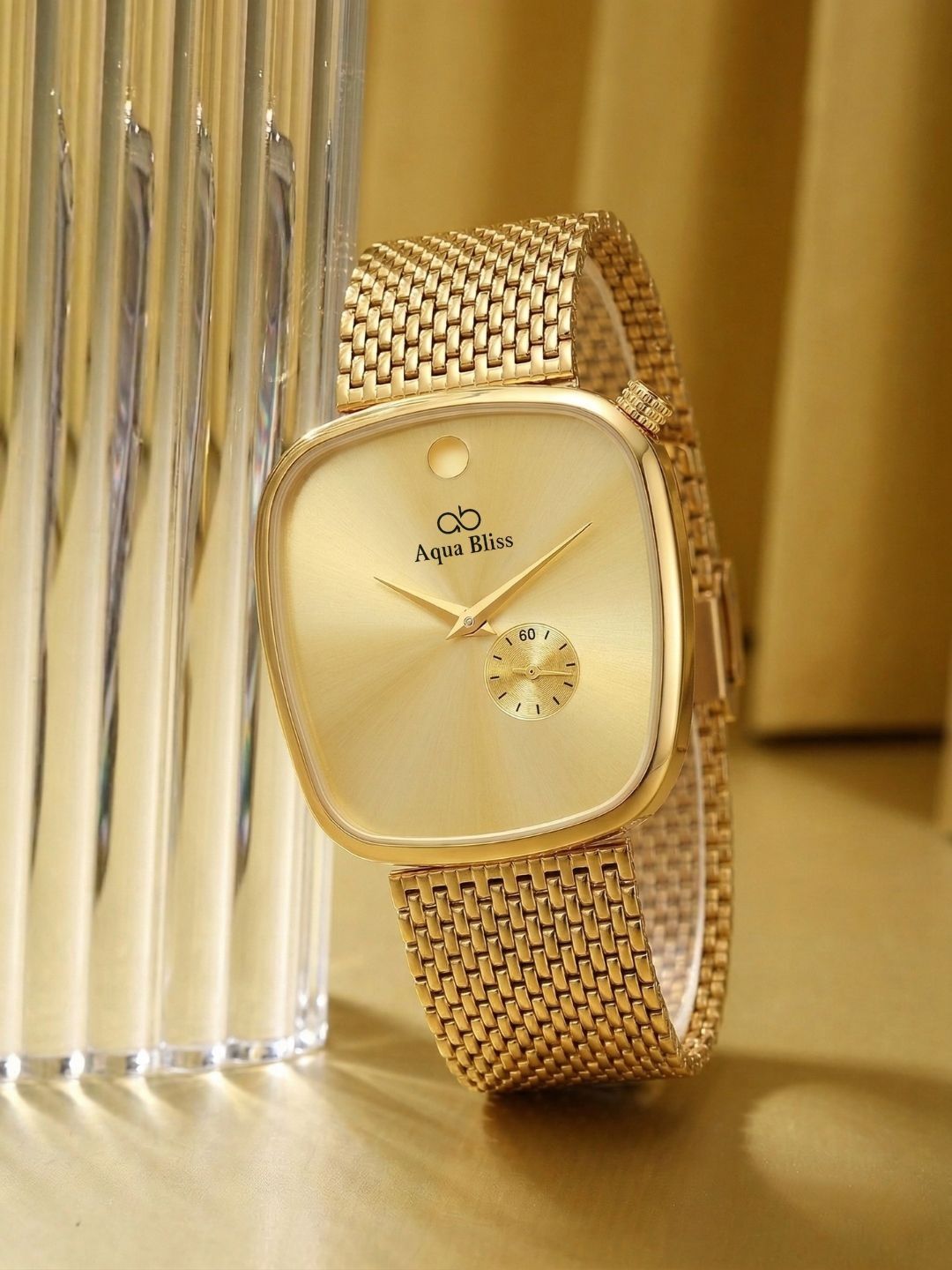 AQUA BLISS Men Brass Dial & Stainless Steel Bracelet Style Straps Analogue Chronograph Watch AB301 Square-image-27