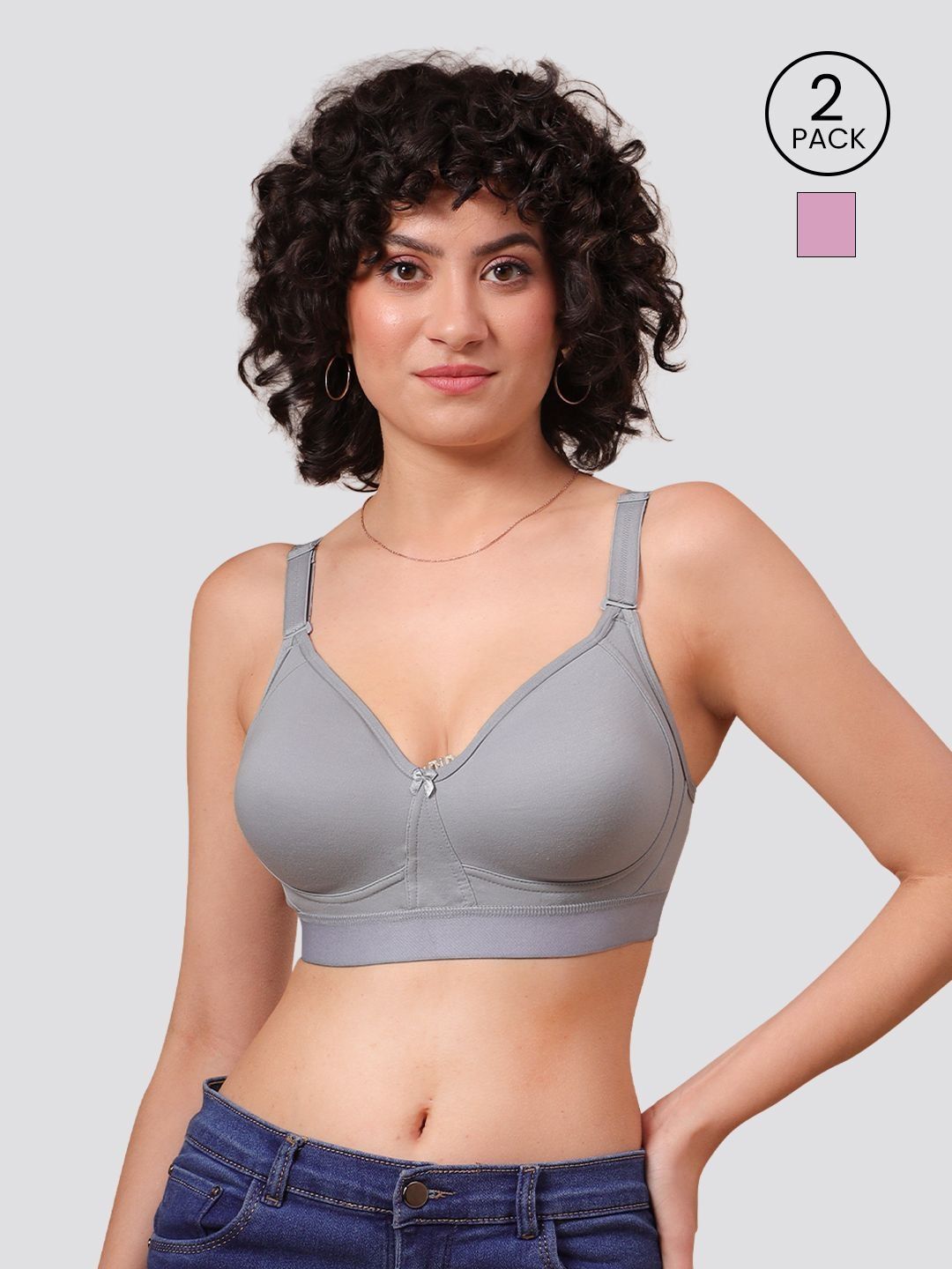 Kalyani Pack of 2 Ashley Double Layered Seamless Cups Full Coverage Cotton Lycra Bra-image-18