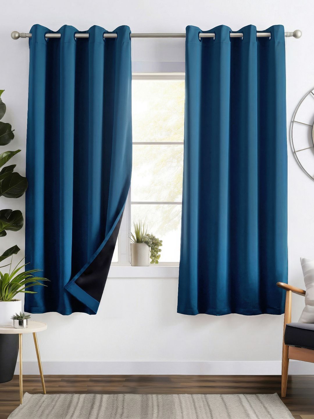 Story@home Blue & Navy Blue Set of 2 Black Out Window Curtain-picture-51