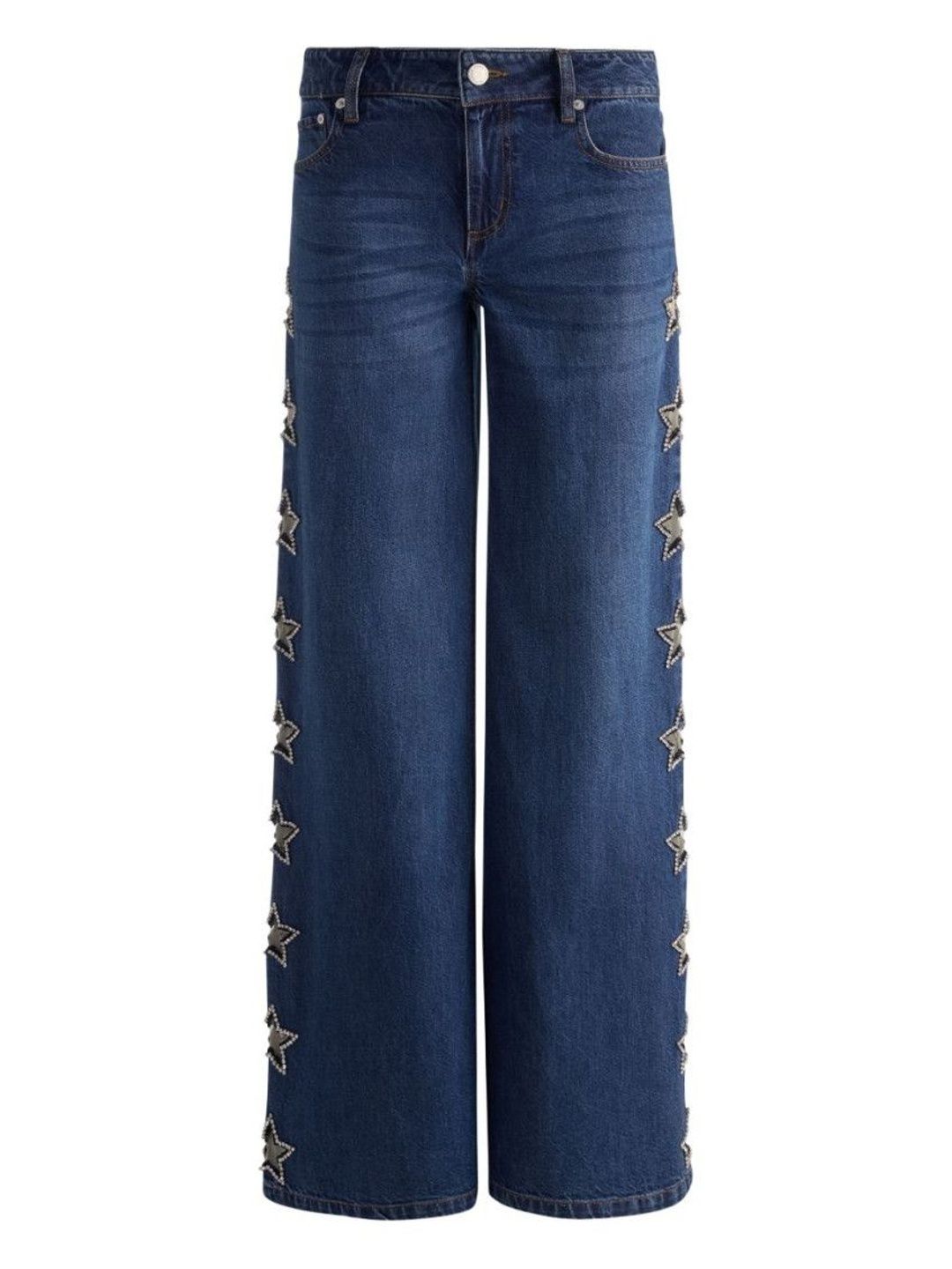 Alice & Olivia Blue Embellished Baggy Jeans-picture-42