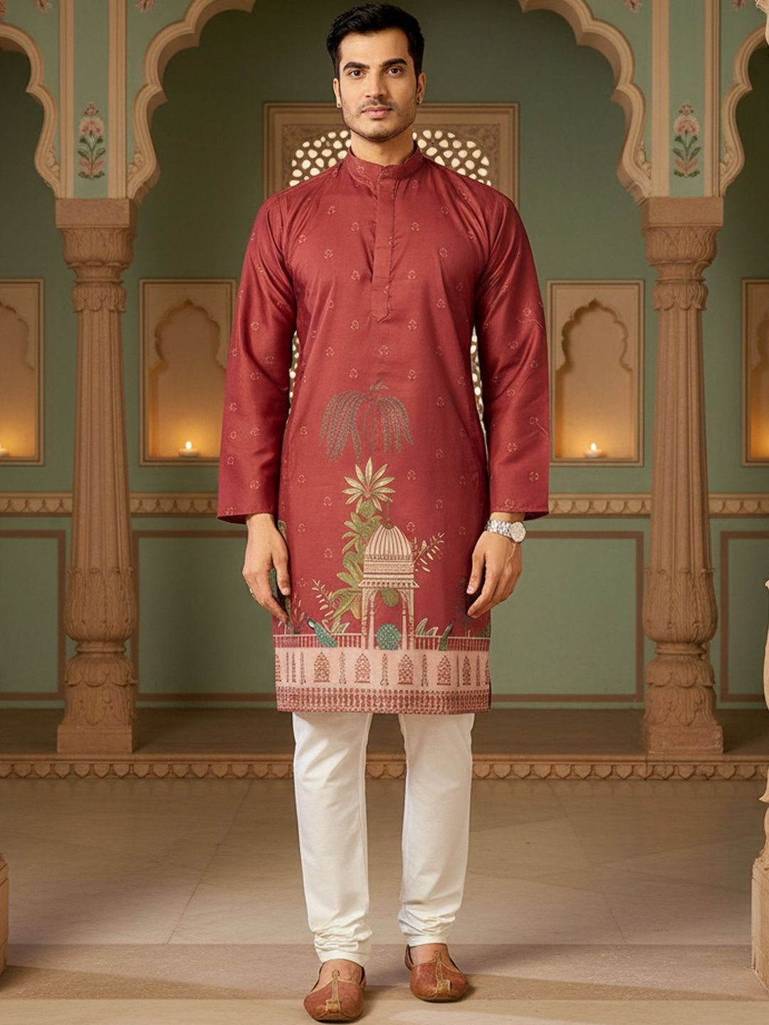 RANGRAAG Men Ethnic Motifs Printed Regular Kurta with Pyjamas-picture-10
