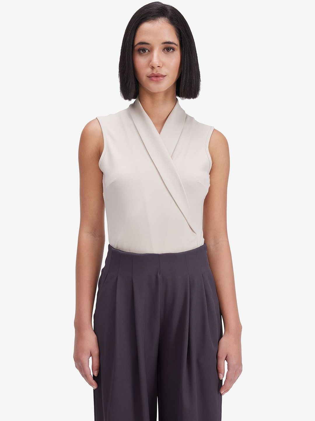 Strong And Brave Plunge Neck Wrap Top-picture-22