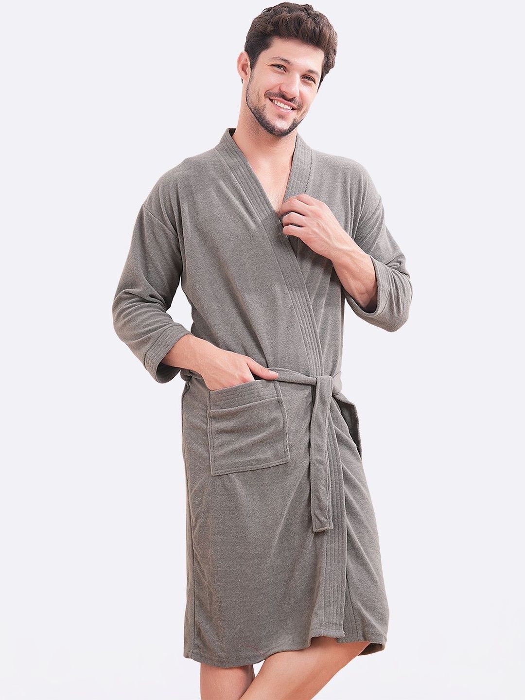HotGown Micro Cotton Knee Length Bath Robe-image-13
