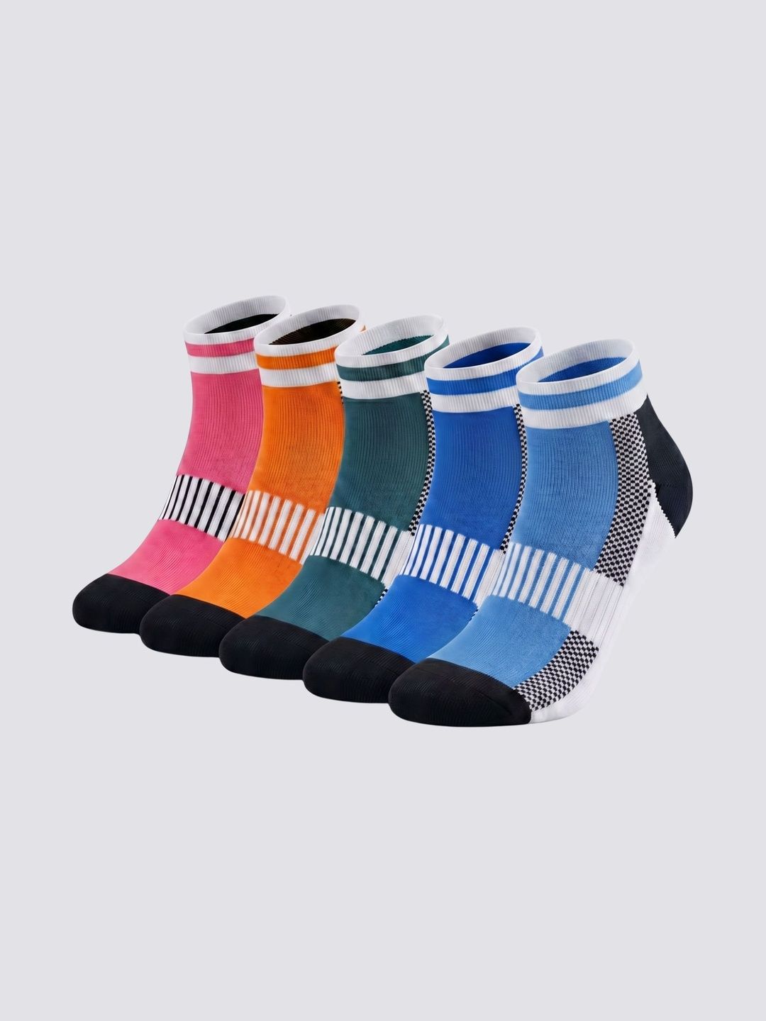 Sockscarving Unisex Pack of 5 Cotton Colourblocked Ankle Length Socks-picture-39