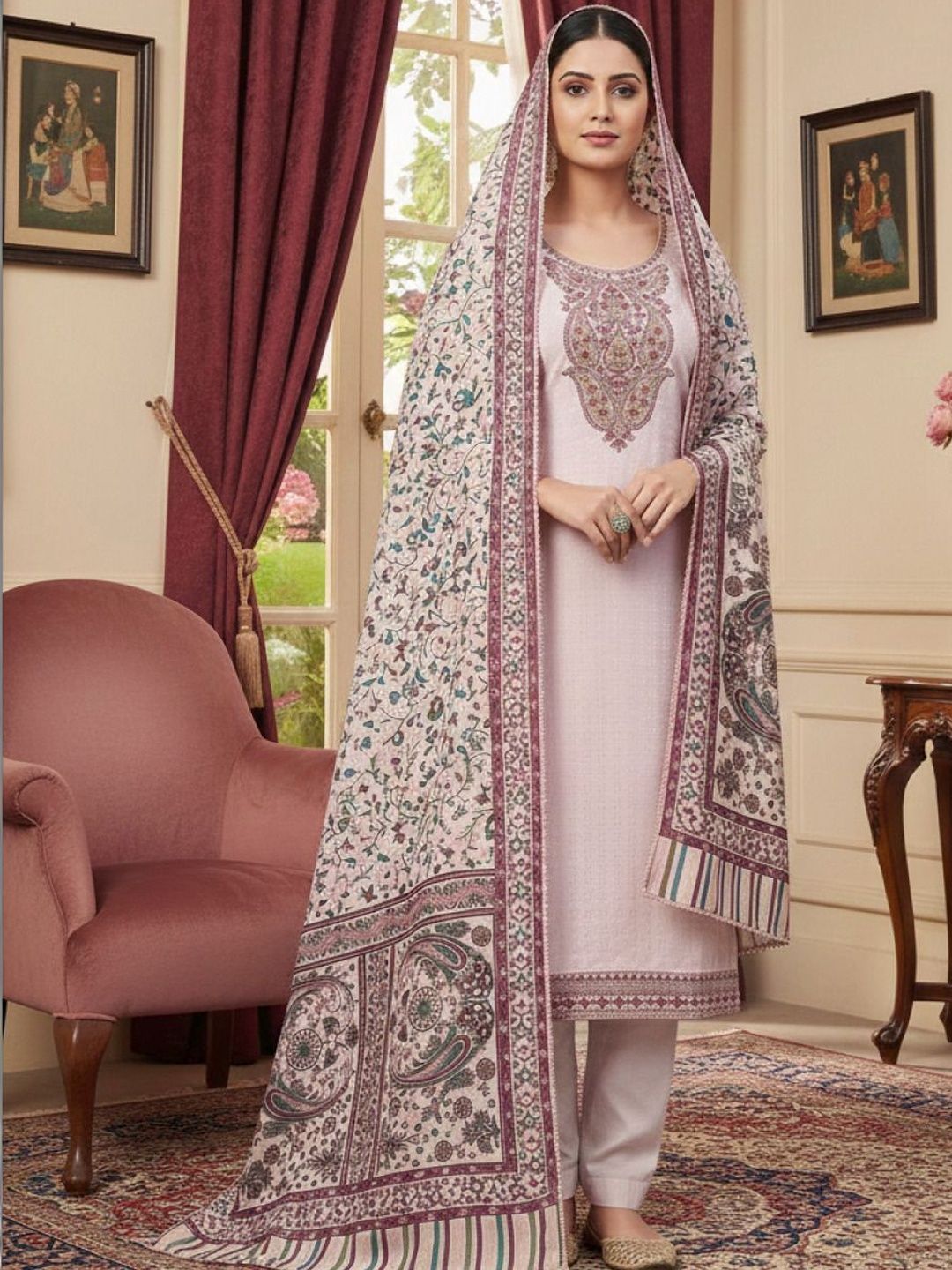 Rosaniya Embroidered Unstitched Dress Material-picture-33
