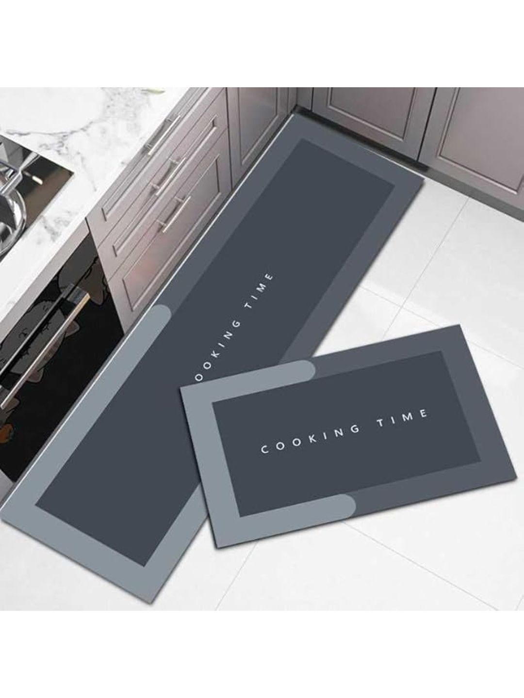 ECOBSY Set Of 2 Grey Printed Water Resistant Floor Mat-picture-6