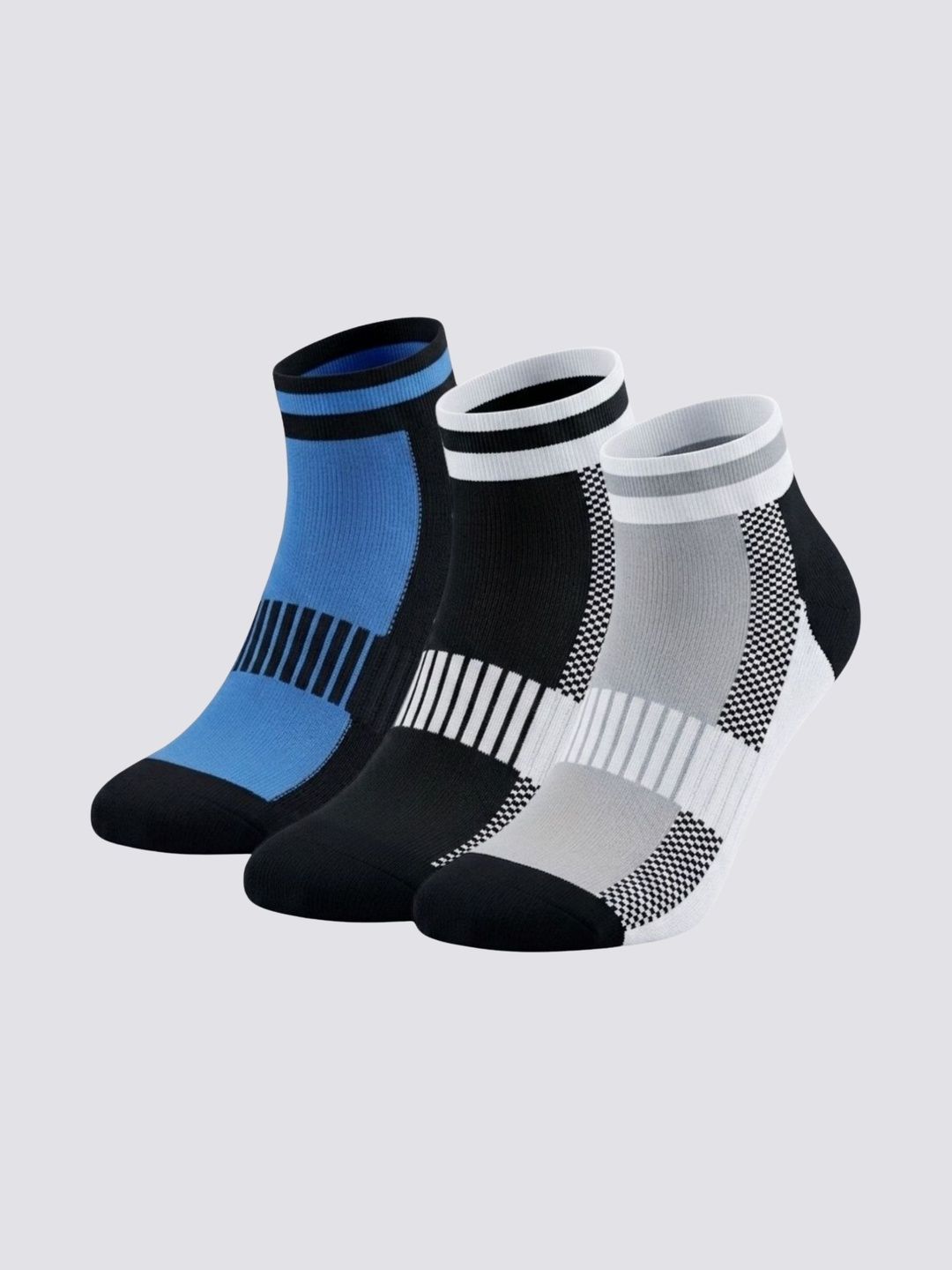 Sockscarving Unisex Pack of 3 Cotton Colourblocked Ankle Length Socks-picture-32