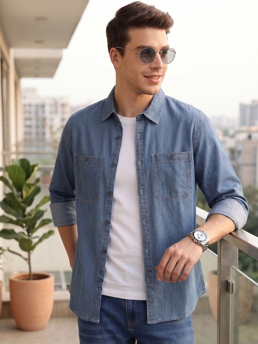 Thomas Scott Men Full Sleeves Denim Casual Shirt-picture-23