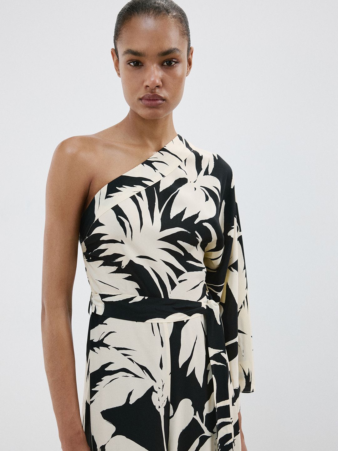 MANGO Tropical Printed One Shoulder Neck Jumpsuit-picture-29