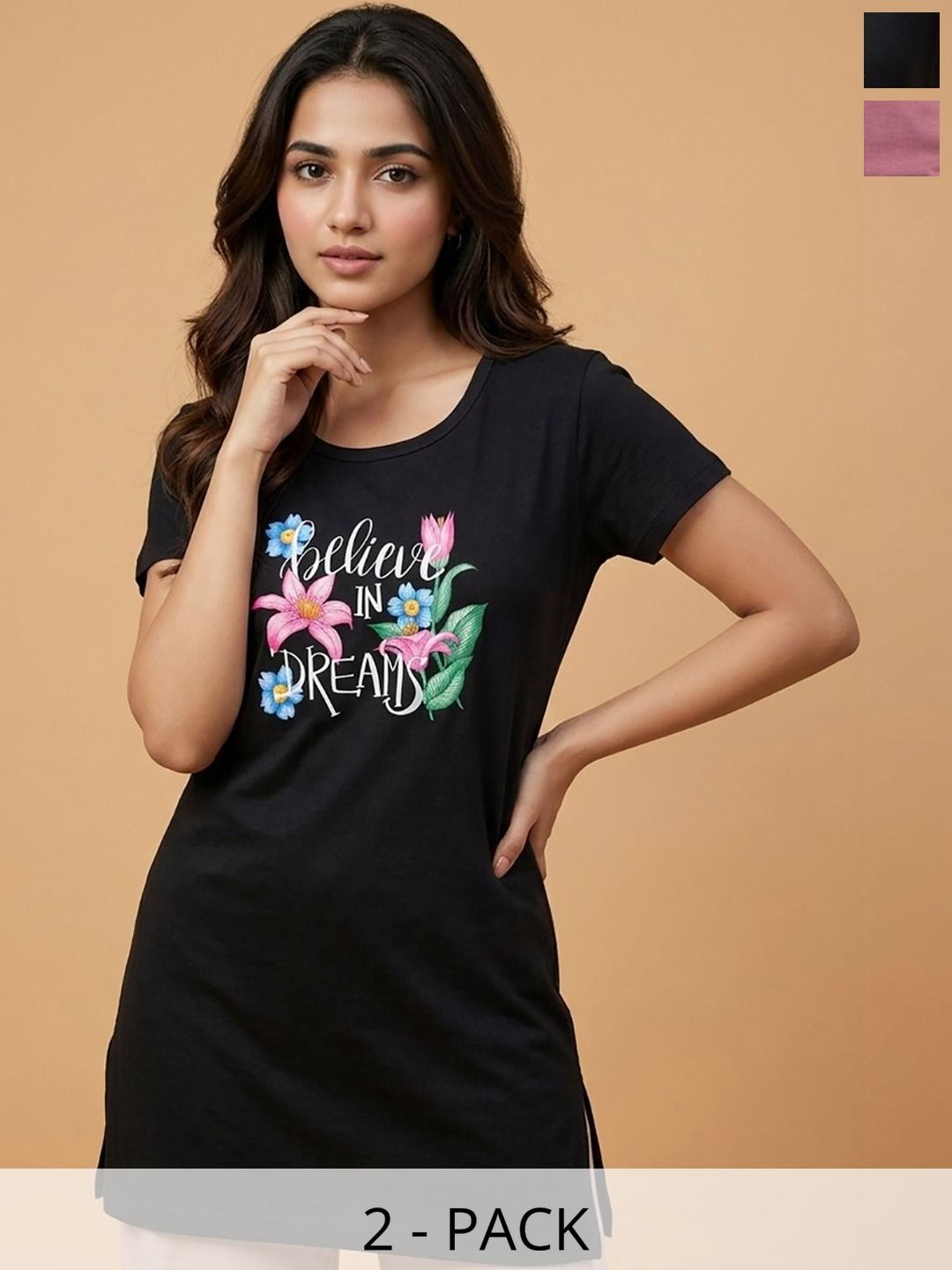 Roadster Pack of 2 Printed Lounge Tshirts-picture-38
