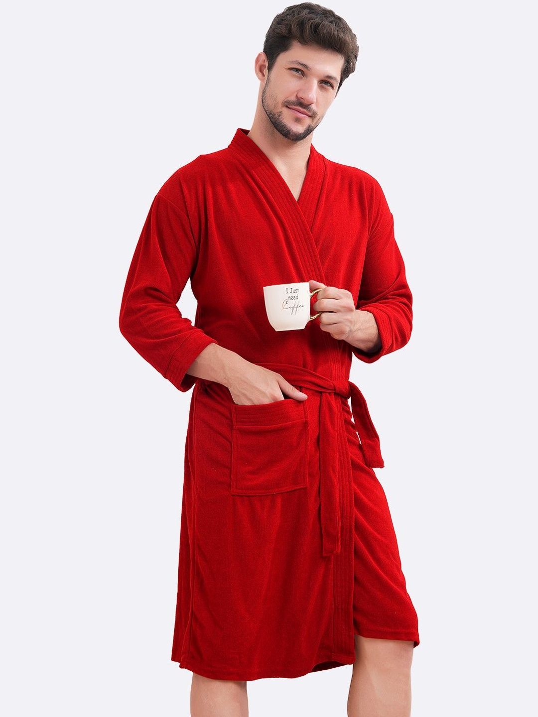 LacyLook Micro Cotton Knee Length Bath Robe-image-46