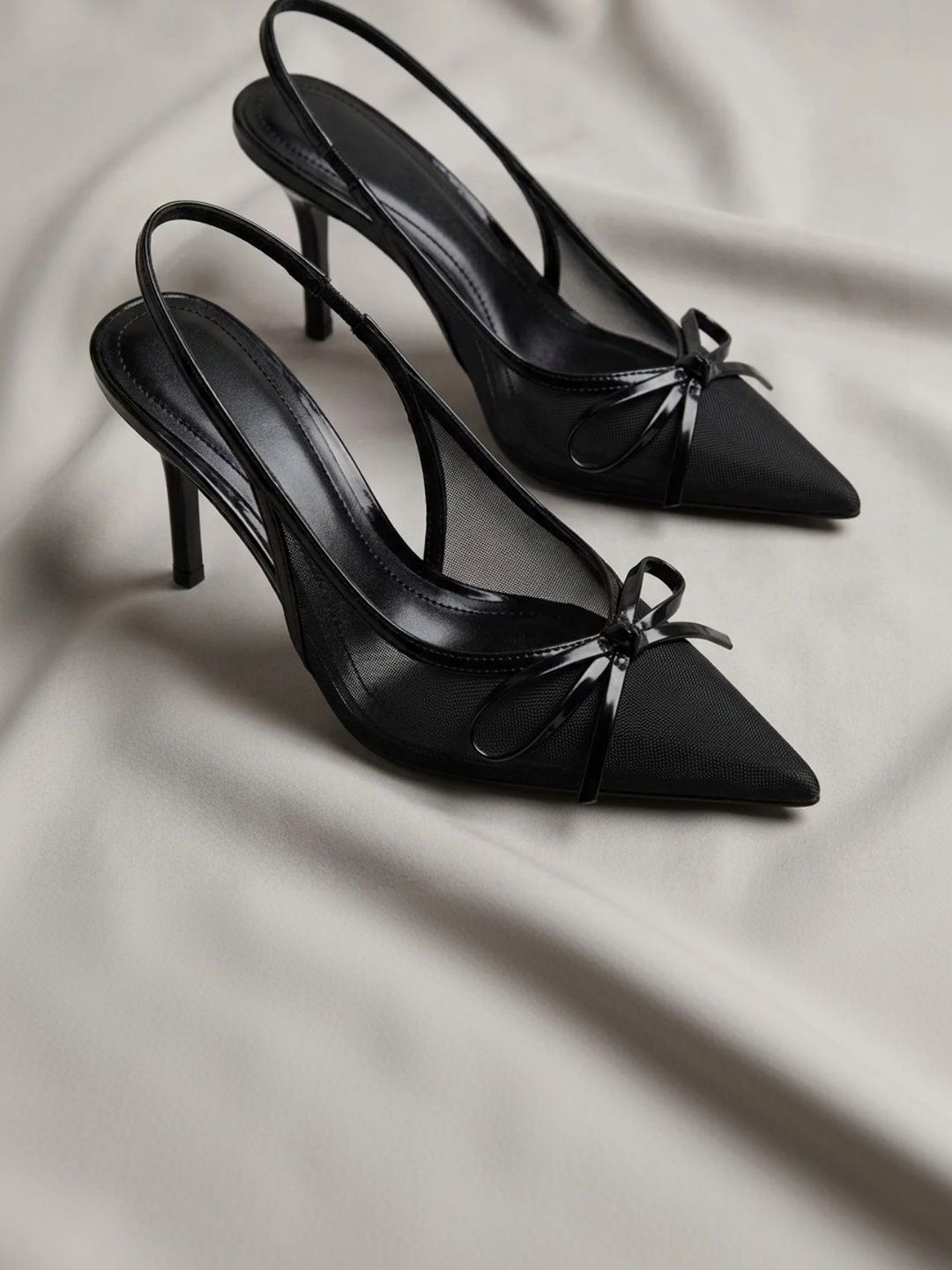 Ozzaro Textured Suede Party Slim Heeled Pumps With Bows-image-37