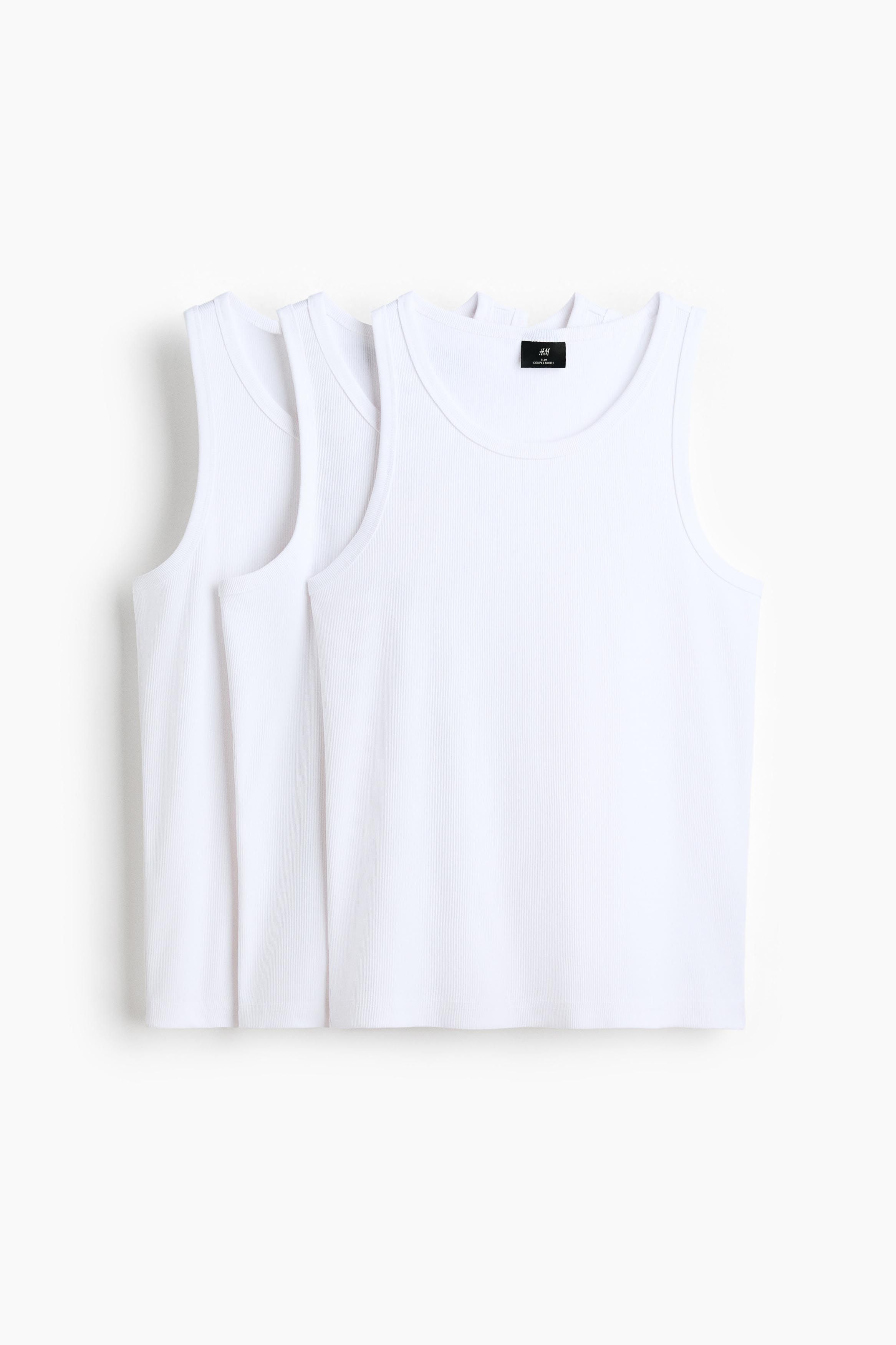 H&M 3-Pack Slim Fit Ribbed Vest Tops-picture-45