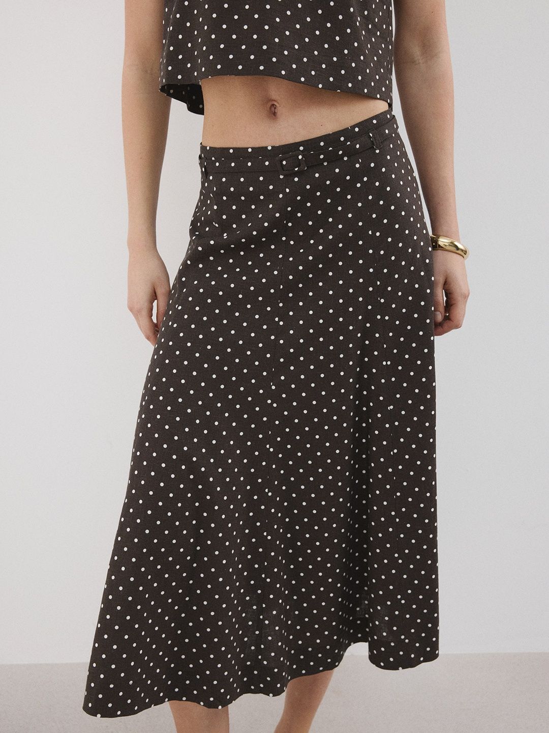 MANGO Women Linen Midi Flared Skirt-picture-31