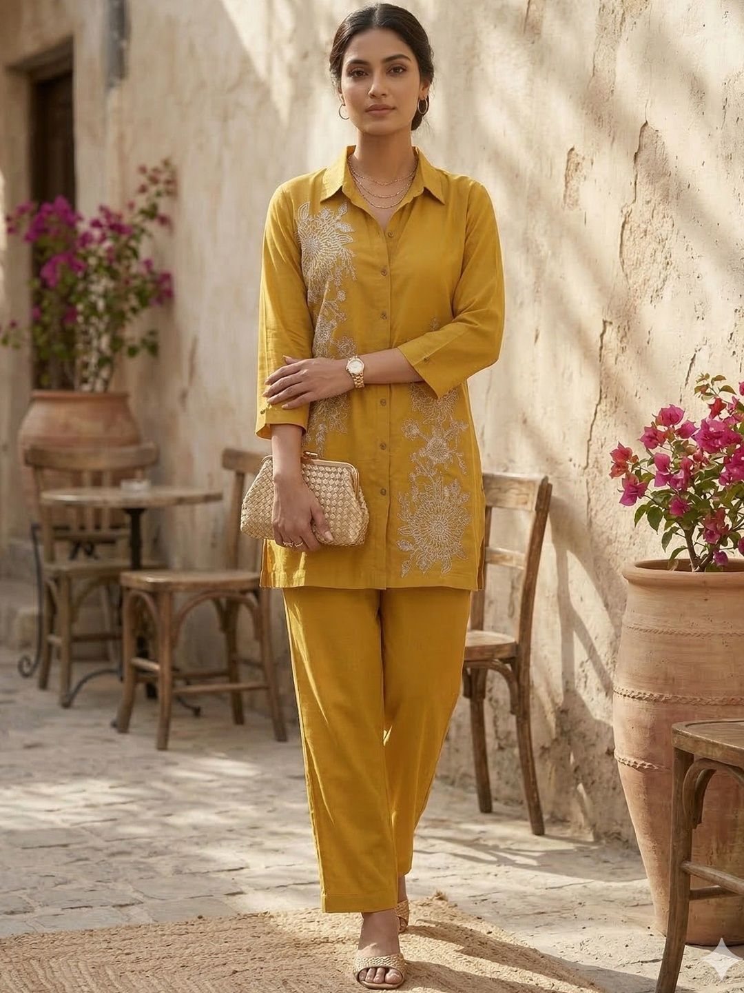 RAJGRANTH Pastels Embroidered Tunic with Trousers-picture-46