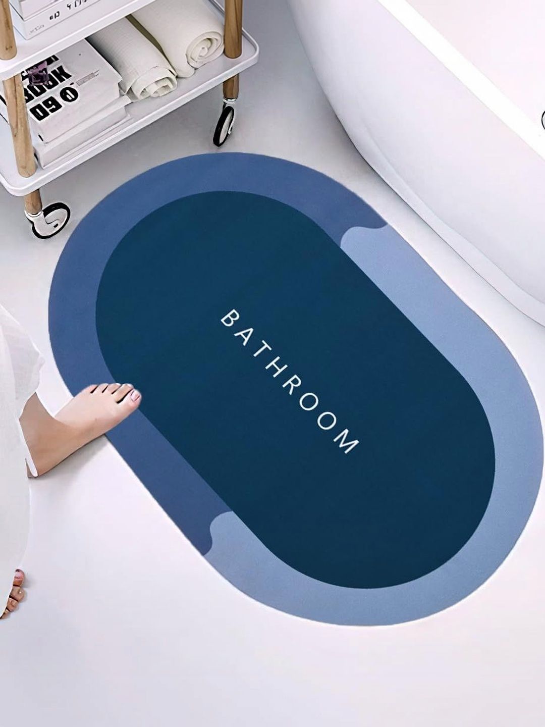 ECOBSY Quick Dry Water Absorbing Oval Anti-Skid Non-Slip Math Rug-image-4