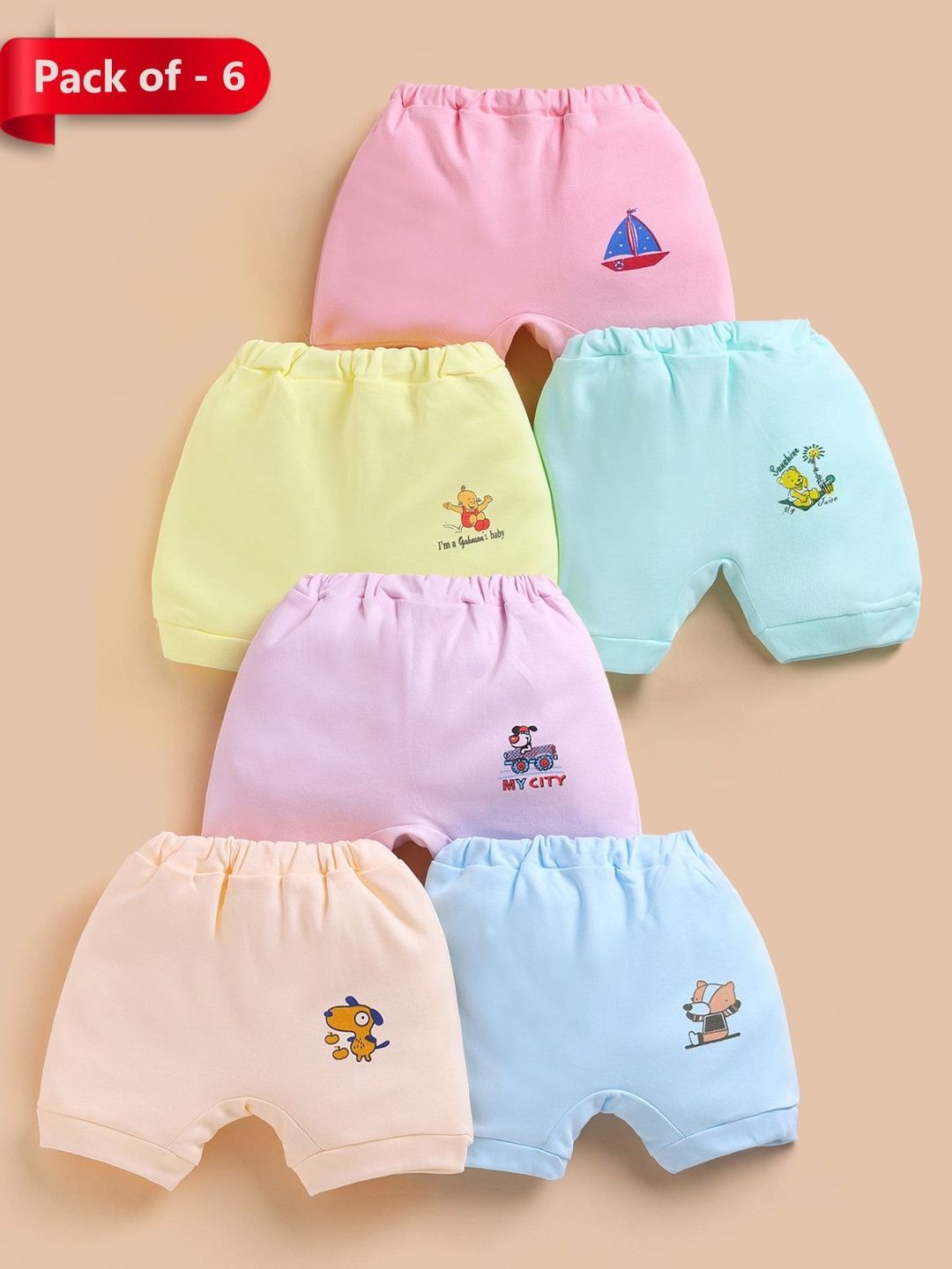 Unfab Girls Pack of 6 Printed Assorted Cotton Basic Briefs-picture-11