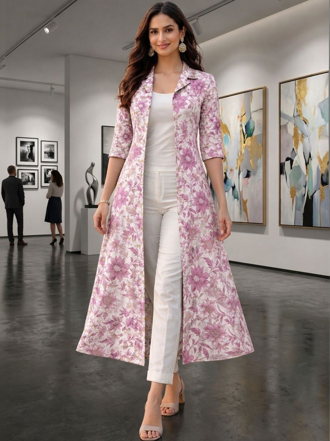 LARGISH Women Printed Longline Shrug-image-41