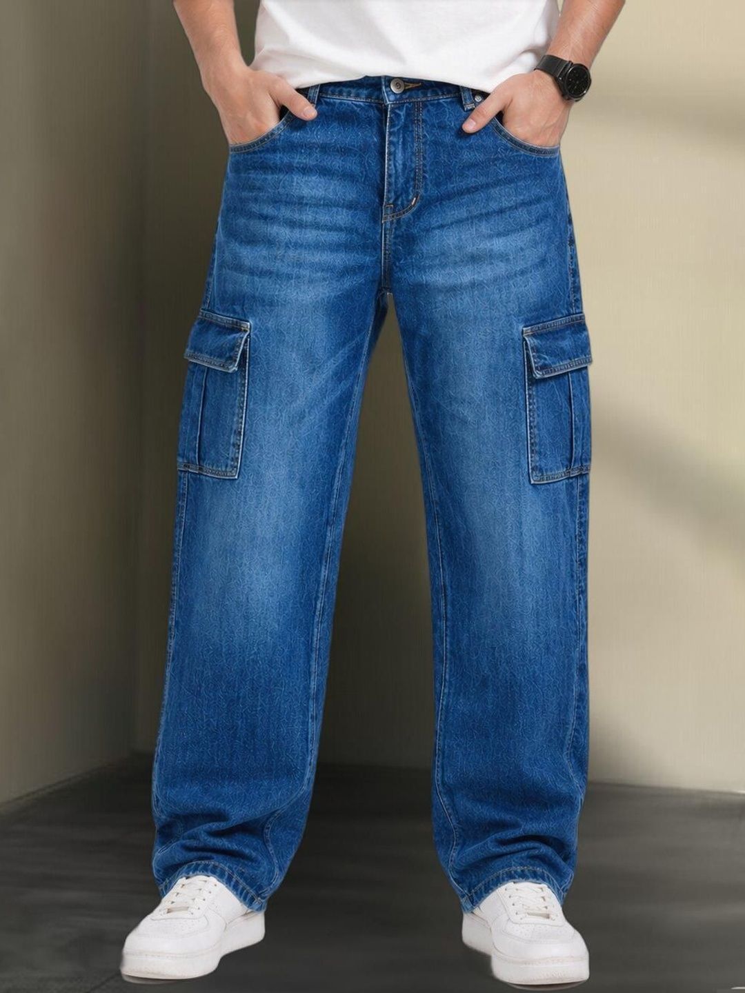BESTLOO Men Relaxed Fit Mid-Rise Light Fade Stretchable Jeans-picture-38