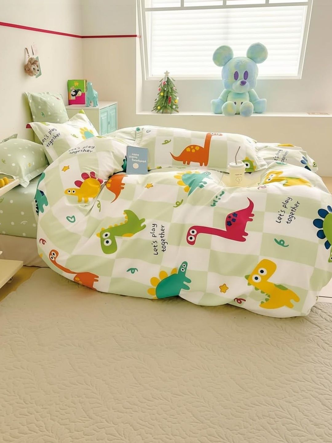 Filymore White Cartoon Characters Single Bedsheet with 1 Pillow Covers-picture-41