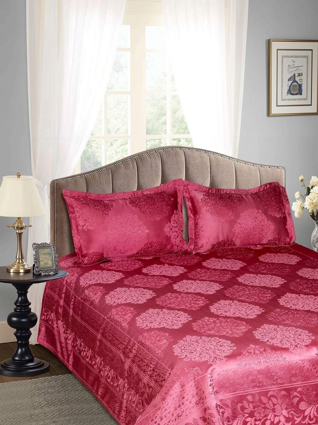 Victor Pink Floral Double Bed - King Bed Covers-picture-36