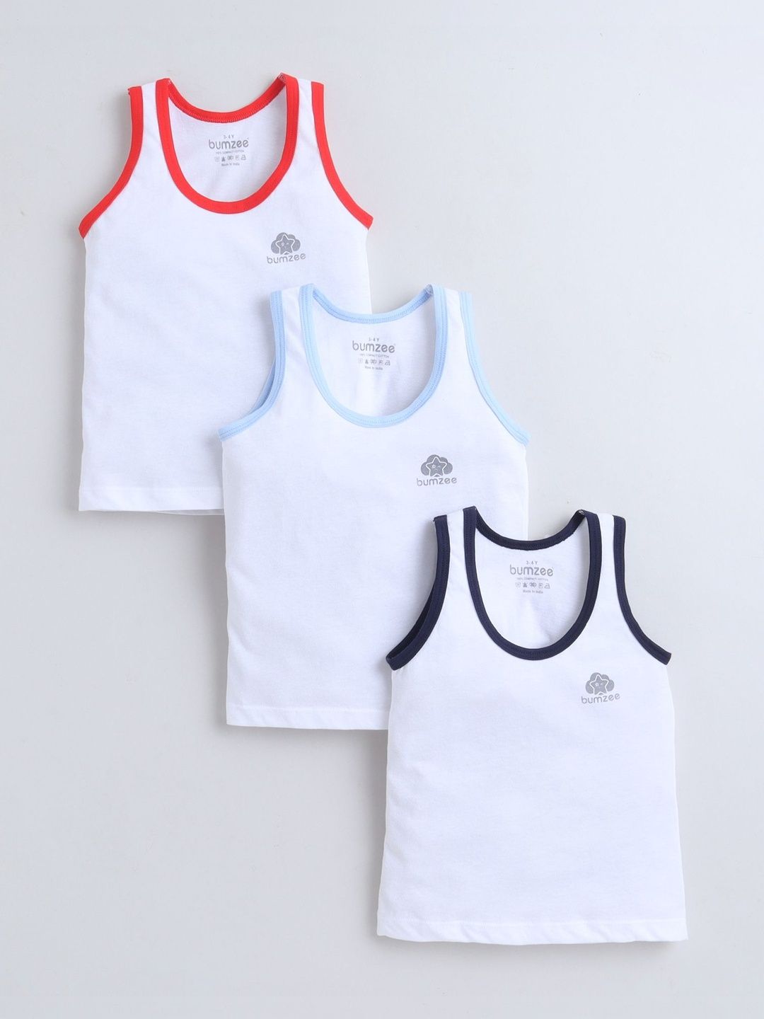 BUMZEE Boys Pack of 3 Cotton Blend Undershirt-picture-47