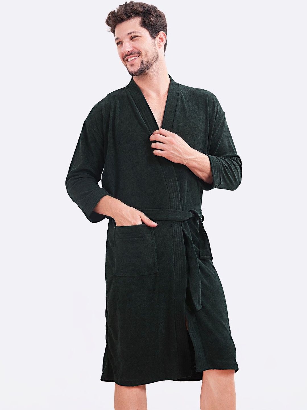 LacyLook Micro Cotton Knee Length Bath Robe-image-45