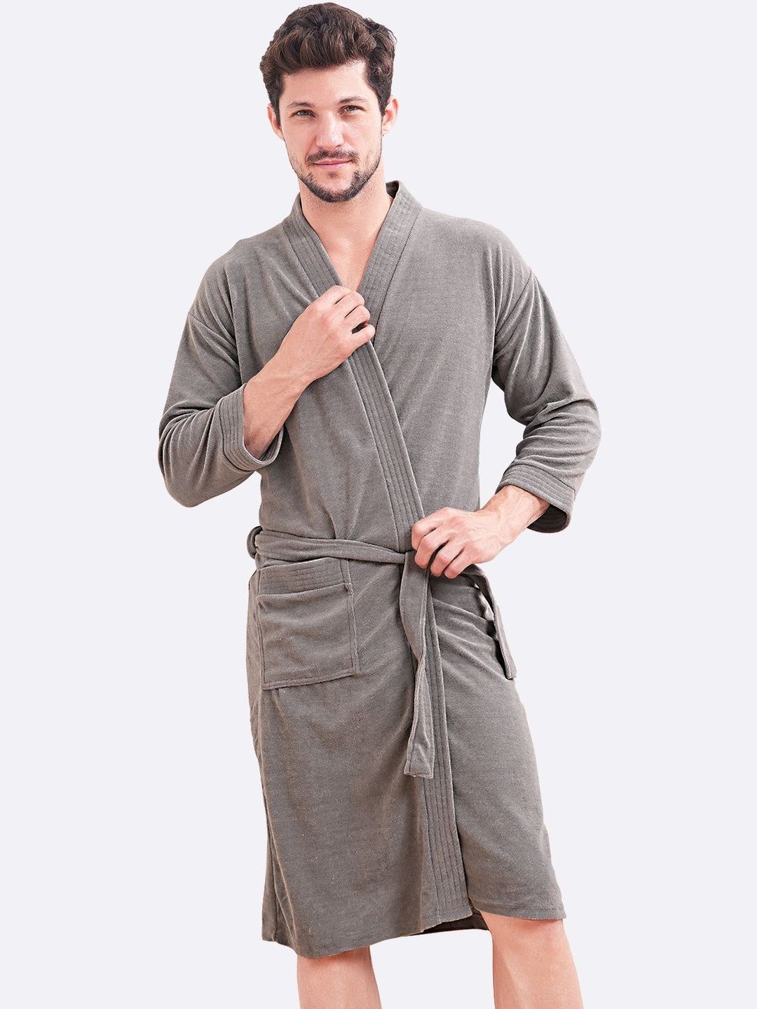 LacyLook Micro Cotton Knee Length Bath Robe-image-44