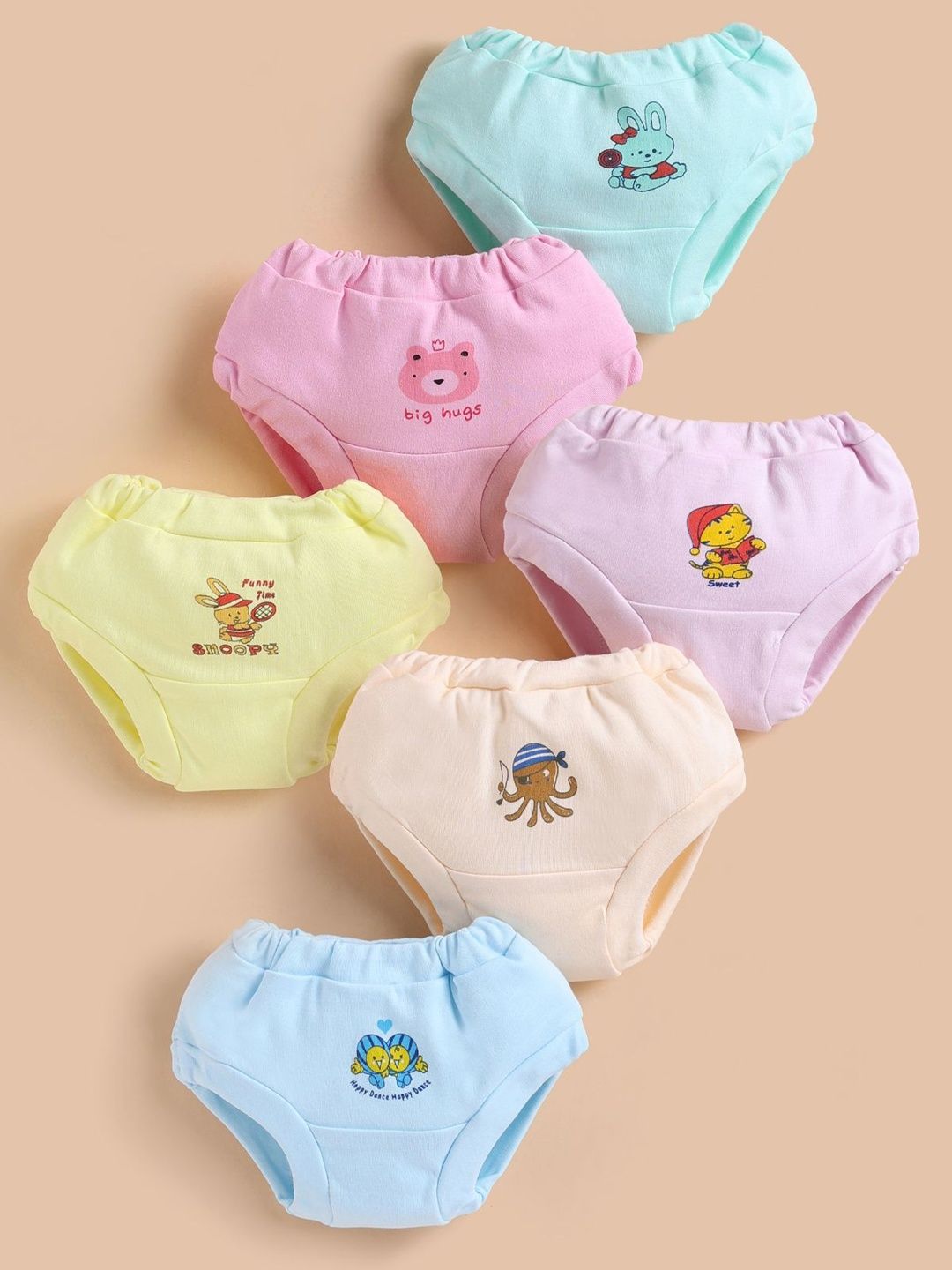 Unfab Girls Pack of 6 Printed Assorted Cotton Basic Briefs-picture-25