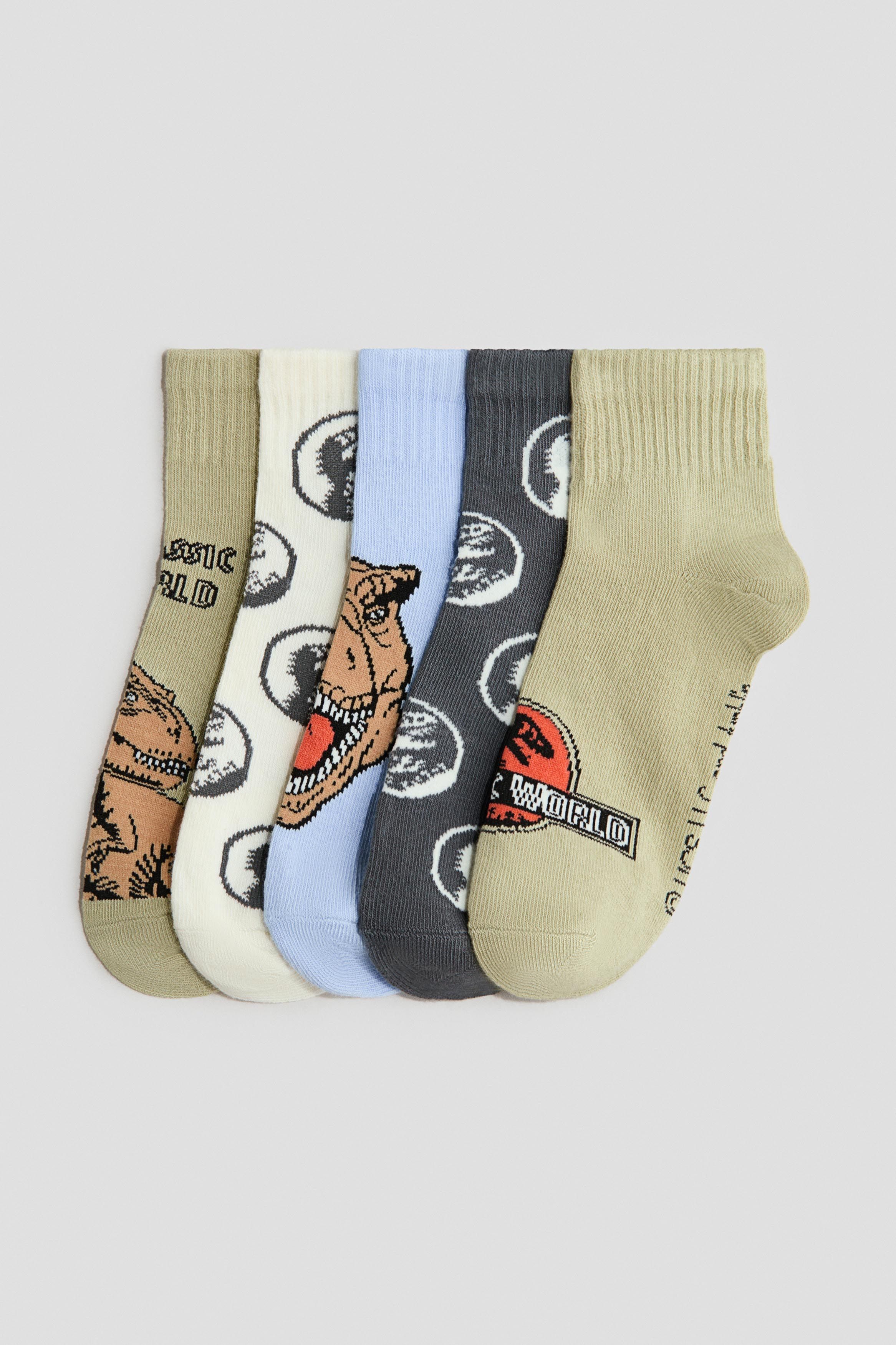H&M Boys Pack of 5 Cotton Patterned Calf Length Socks-picture-28