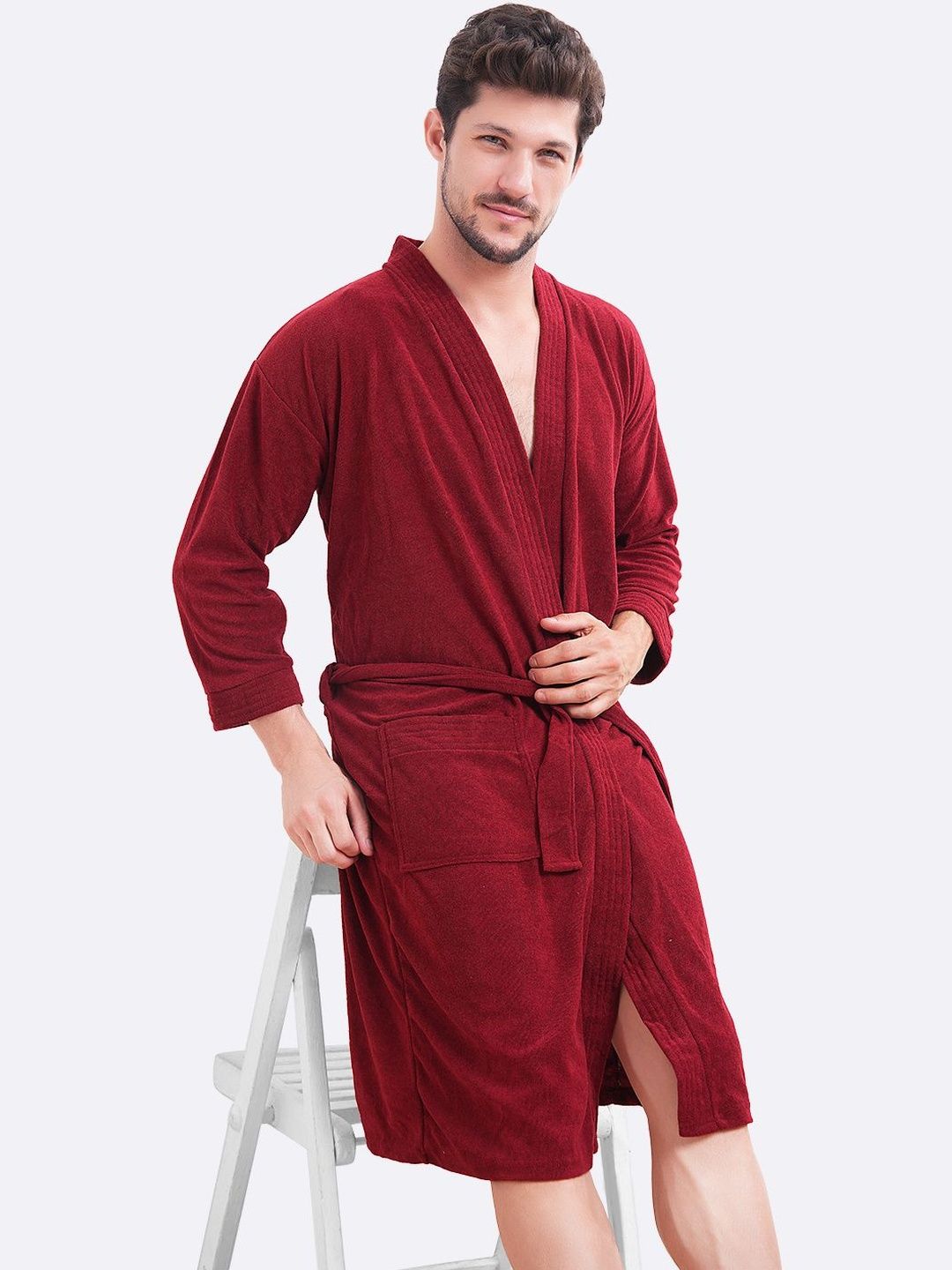 LacyLook Micro Cotton Knee Length Bath Robe-image-43