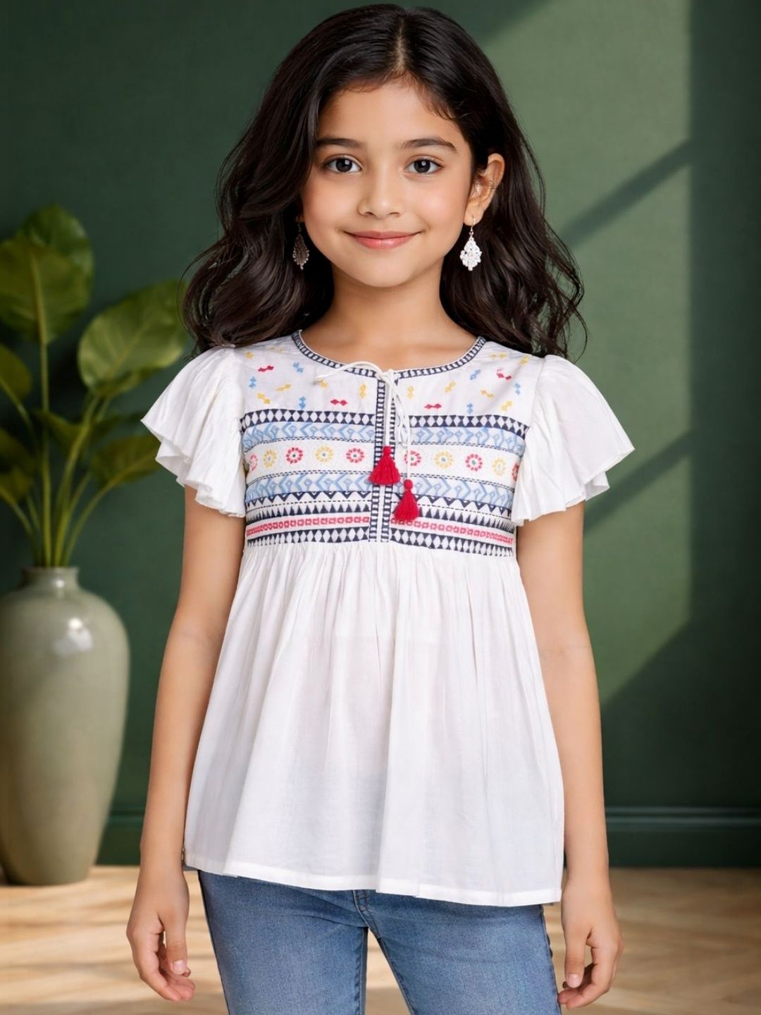 Ishti Girls White Cotton Tops-picture-13