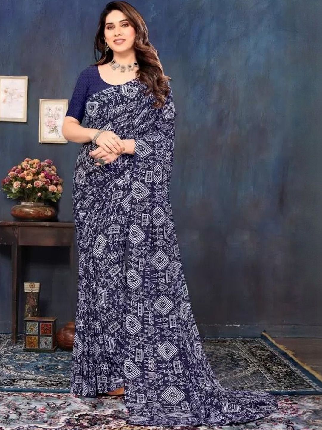 Moda Rapido Floral Poly Georgette Saree-picture-12
