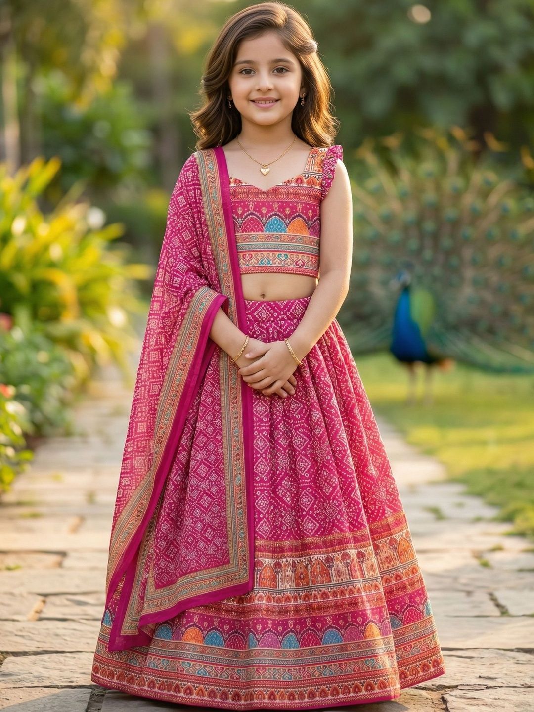 KALINI Girls Printed Ready to Wear Lehenga & Blouse With Dupatta-picture-36