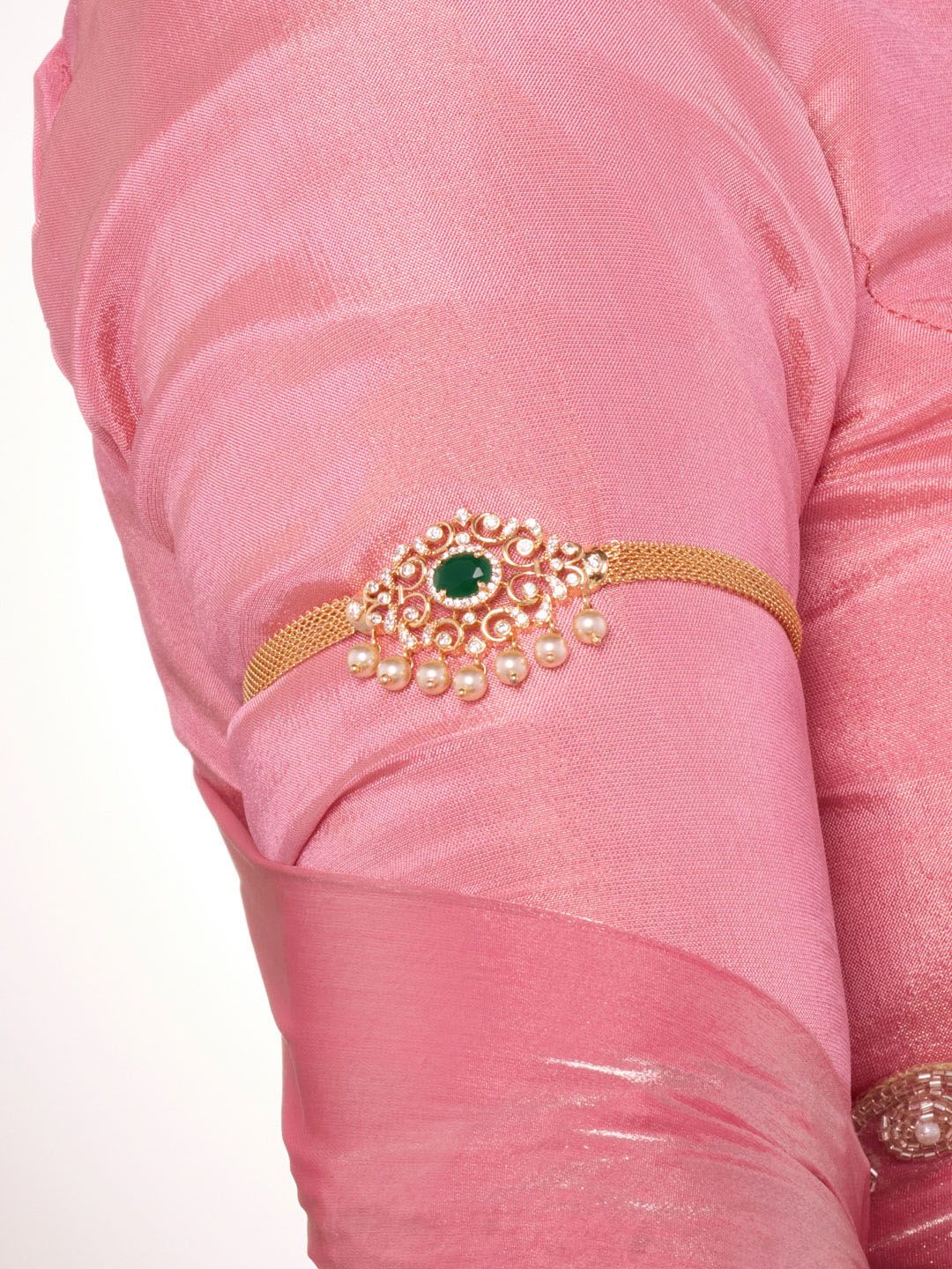 Kushal's Fashion Jewellery Women Gold-Plated Zircon Studded & Beaded Armlet Bracelet-picture-28