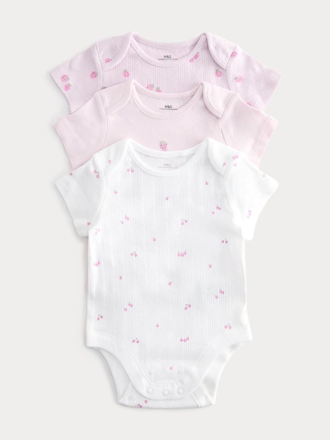 Marks & Spencer Girls 3 Pack Pure Cotton Printed Bodysuits