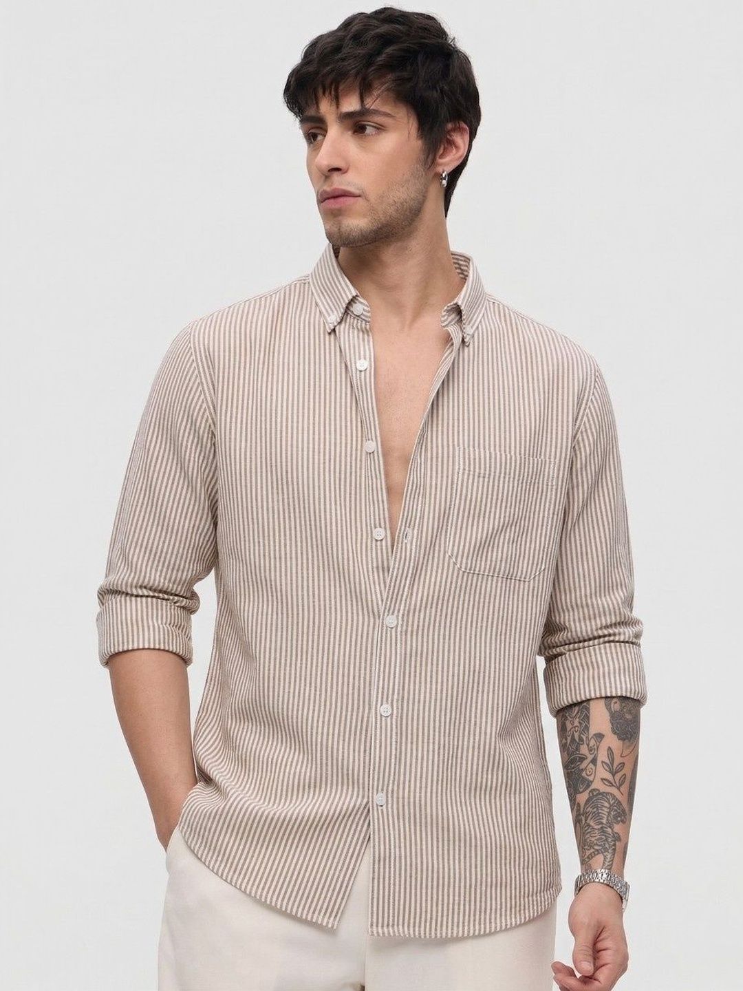 OQUENT Men Standard Striped Casual Shirt-picture-13