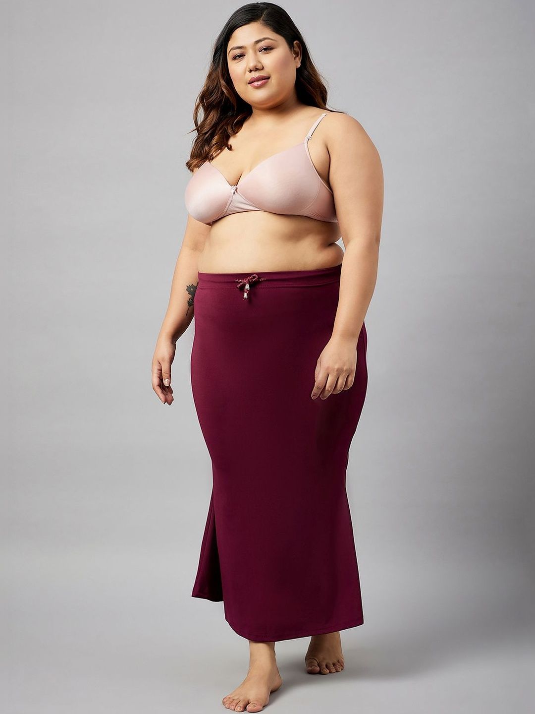 Curves By ZeroKaata Women Plus Size Solid Mermaid Fit Saree Shapewear Petticoat-image-4