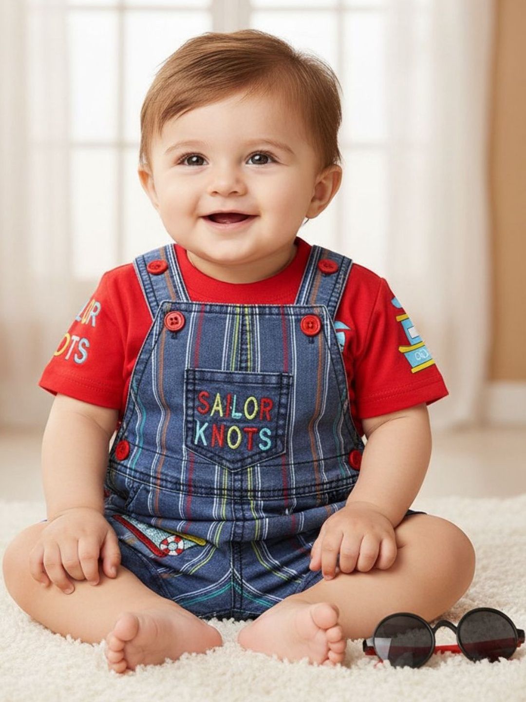 V-Mart Infants Boys Printed Cotton Short Dungarees-picture-20